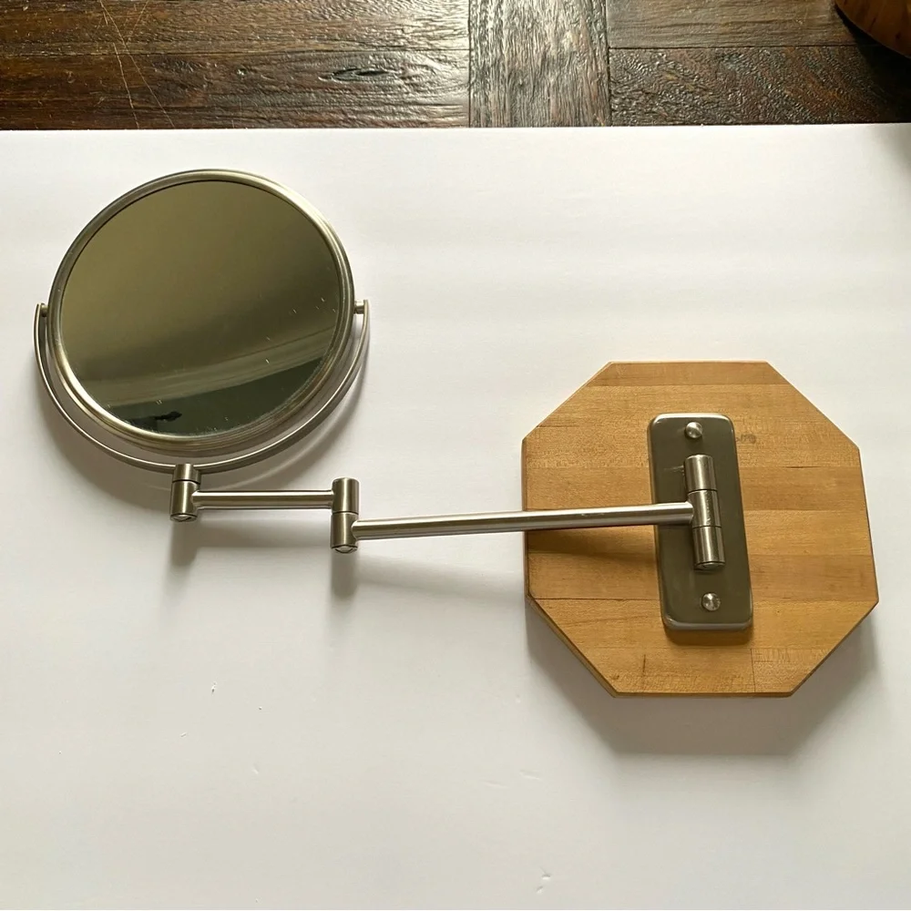 JERDON 8-Inch Two-Sided Swivel Wall Mount Mirror on Teakwood Mount Makeup Mirror